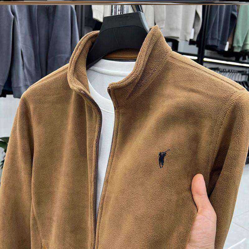 メンズ両面フリースジャケット、フリース裏地、ウィンドブレーカー、秋冬フリース裏地、厚手で暖かいスウェットシャツジャケット