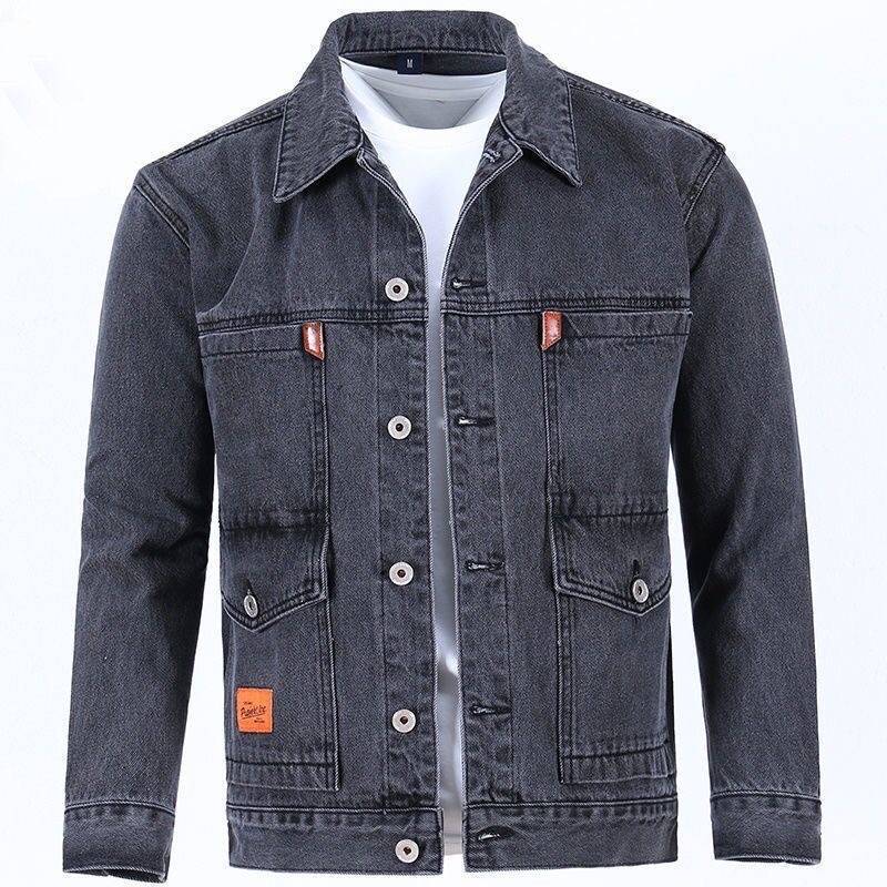 Men's Denim Jacket for Work, Suitable for Spring and Autumn, Warm, Durable, Welding-Resistant, Anti-Scalding Workwear Jacket