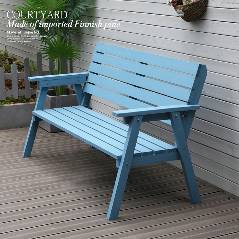 Park Chair Outdoor Benches Patio Seats Lean Back Chairs Outdoor Open-air Terrace Wood Strip Chairs Solid Wood Sofa Chairs