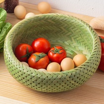 Bamboo basket hand-made snack basket coffee table storage basket desktop egg basket bamboo fruit basket household bamboo products kitchen