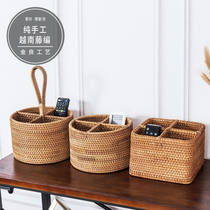 Handmade rattan remote control storage basket coffee table storage basket restaurant wine basket home Vietnamese rattan frame