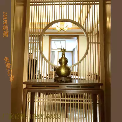 Customized pure copper simple round screen Villa entry porch modern Chinese living room grille metal carved partition