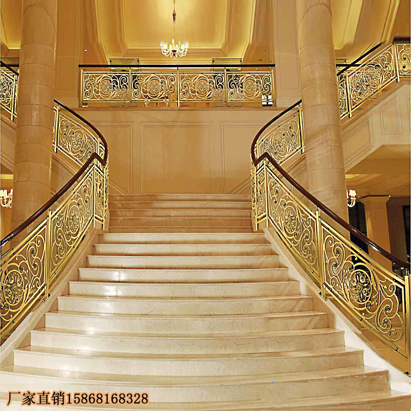 Villa Stairs Guardrails Brass Eurostyle Hotel Clubhouse Mansion Indoor Custom Duplex room Drawing Railing Armrest New