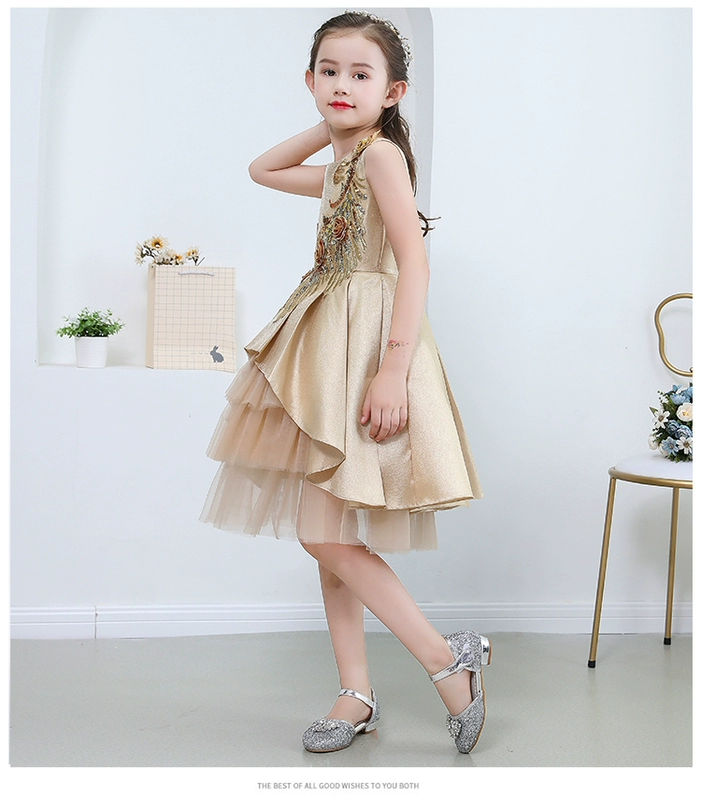 Công chúa váy nữ trình diễn catwalk sinh nhật trẻ em ăn mặc fluffy váy piano trang phục mùa thu