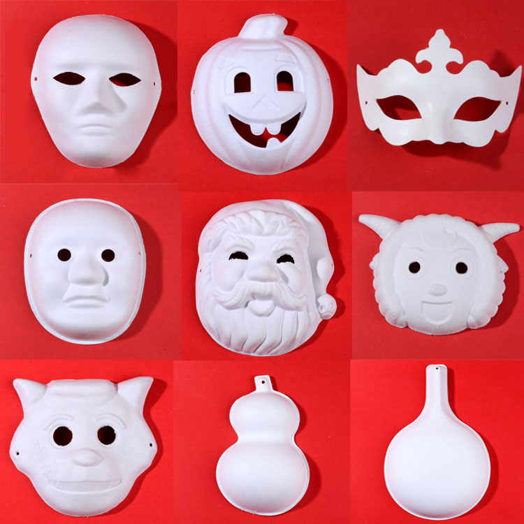 Hand-painted mask painting white pulp kindergarten diy handmade material white embryo coloring party Halloween face