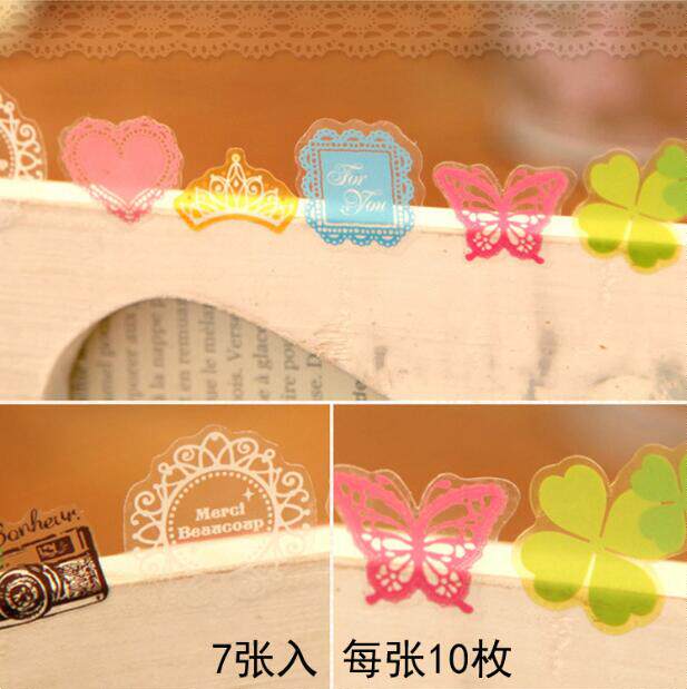 Creative cartoon stickers transparent pvc stickers four-leaf clover princess postmark group flower kindergarten handmade decorative stickers