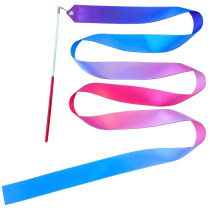 2 m Gradient Art Gymnastique Ribbon Wave Silk Ribbon with dance props soie with children Early teaching performance toy flutter