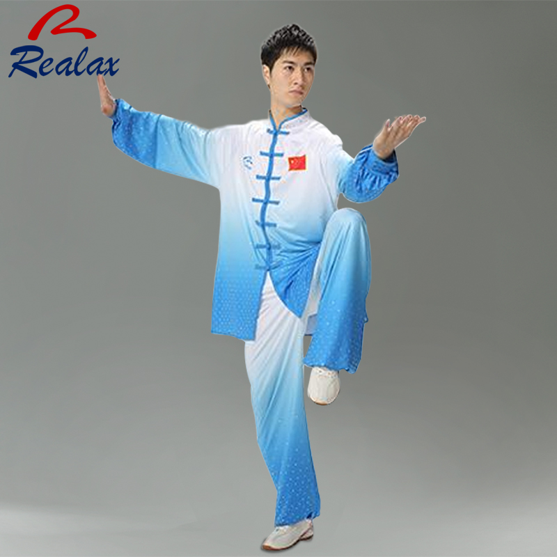 Reilles milk silk tai extreme male spring and summer to carry the national flag to perform martial arts practice suit