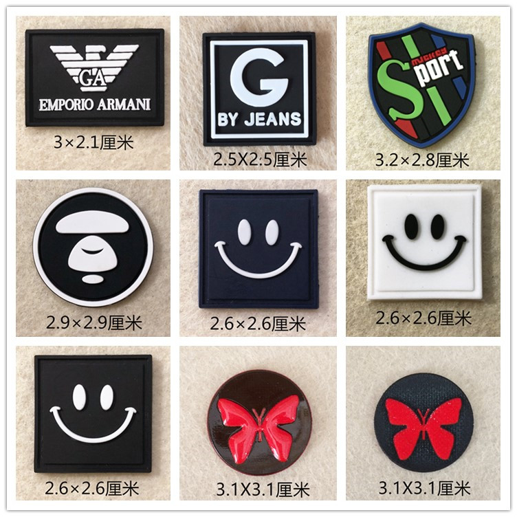 Clothes Pants Breaking holes Patching Tiny Armani decorated black white smiling face rubber signage badge chest badge-Taobao