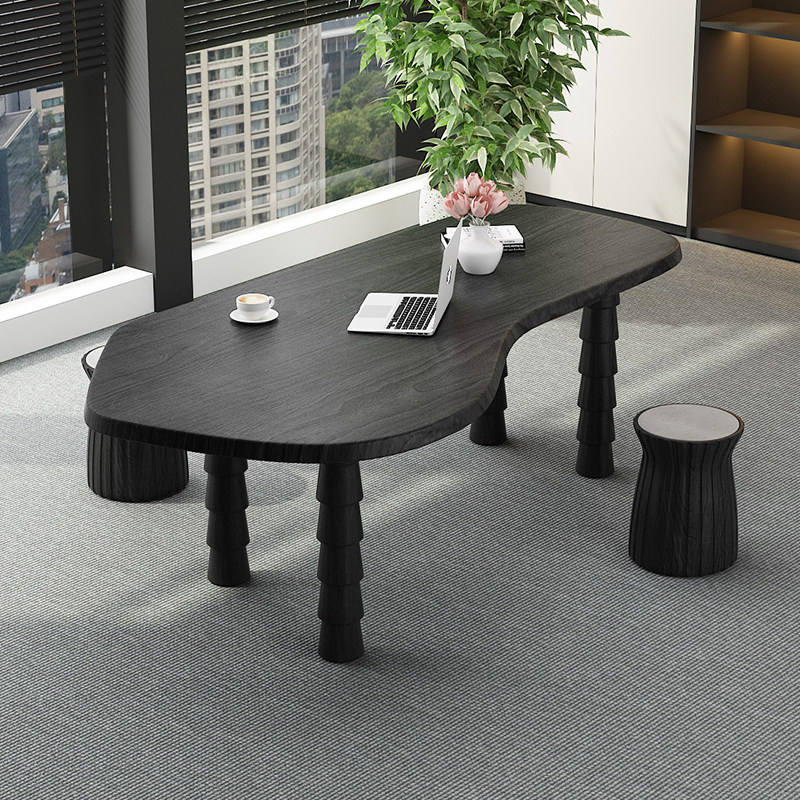 Solid Wood Computer Desk Desktop Home Nordic Desk Brief Designer Bench Profiled Creative Log Desk