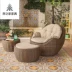 Ghế lười mây đẹp ban công phòng khách kết hợp bàn ghế mây sofa chung cư nhỏ ghế sofa sáng tạo ghế lười mây ba mảnh - Bàn ghế ngoài trời / sân Bàn ghế ngoài trời / sân