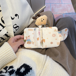 New cute printed bear storage bag, good-looking coin purse, portable headphones, lipstick, sundries bag, buckle card bag