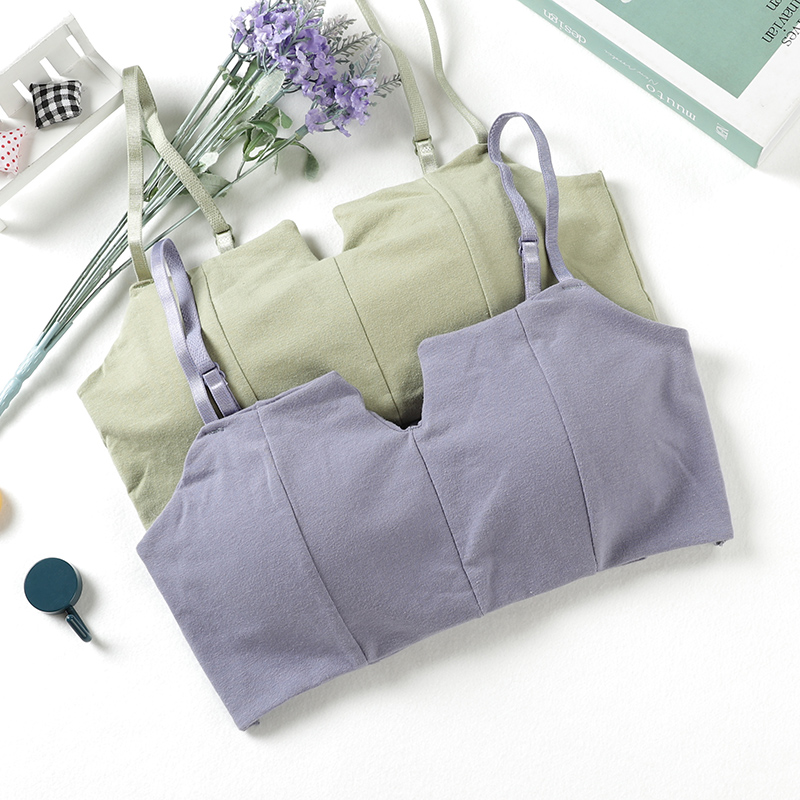 Underwear students high school girls no steel ring bra wrapped chest anti-light cotton small camisole bottoming tube top