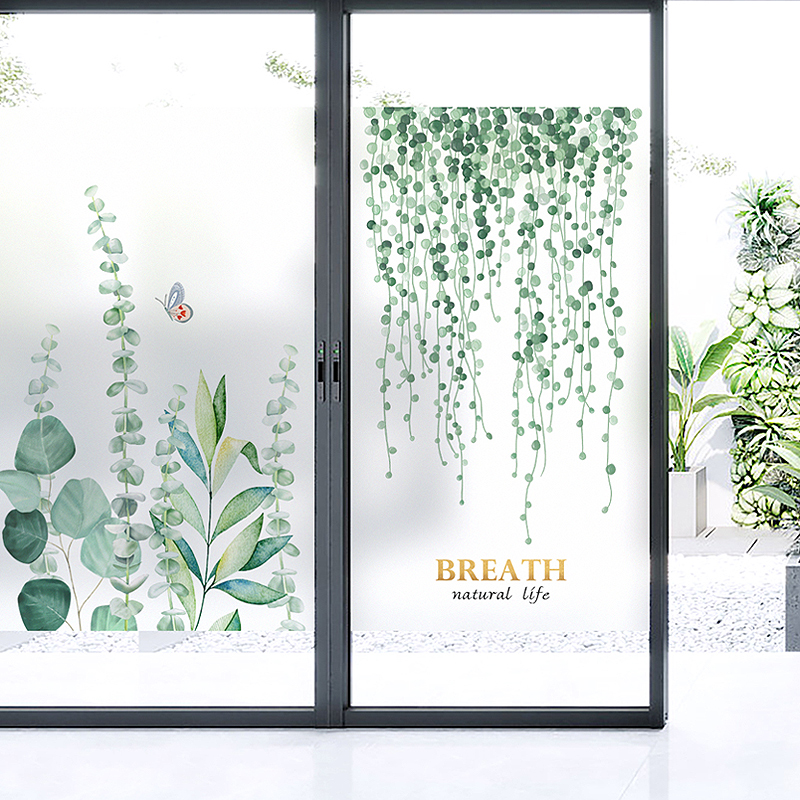 Post-glazing frosted paper Self-adhesive anti-peep glass stickers Kitchen Dressing Room Shading Windows Sticker New Green Like Smoke
