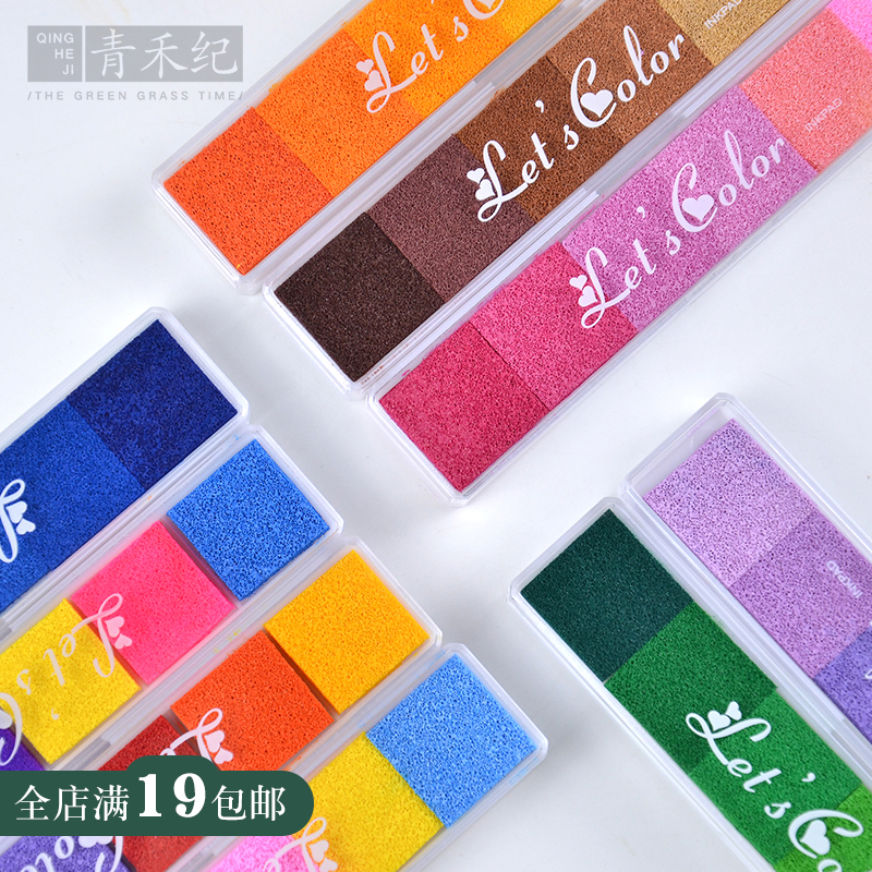 Bess gradient 6 color seal creative sponge finger painting color pad Rubber stamp hand account student hand account mud