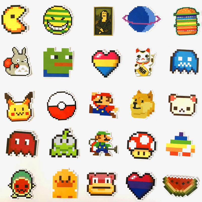 Mini pixel game small stickers cute cartoon stickers computer notebook  mobile phone charger charging treasure small stickers