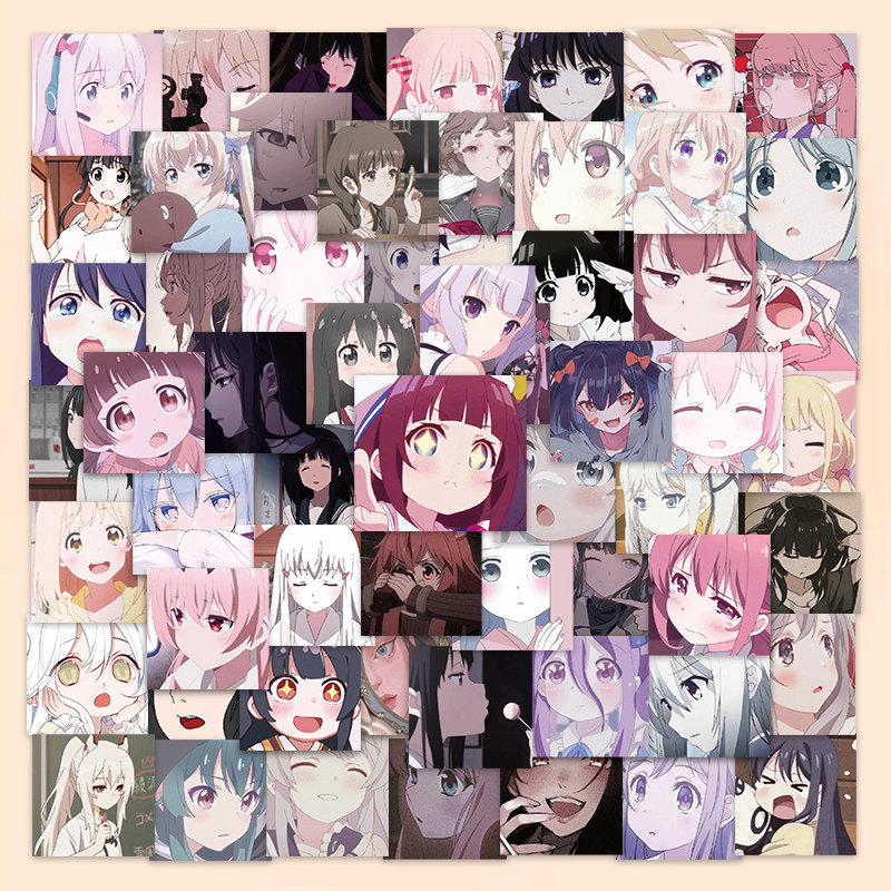 60 Animation Woman's head sticker luggage handcase computer with guitar cup helmet decoration drawing waterproof