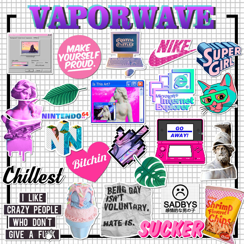 Vaporwave spoof art tablet iPad stickers retro tide brand creative laptop decoration luggage stickers
