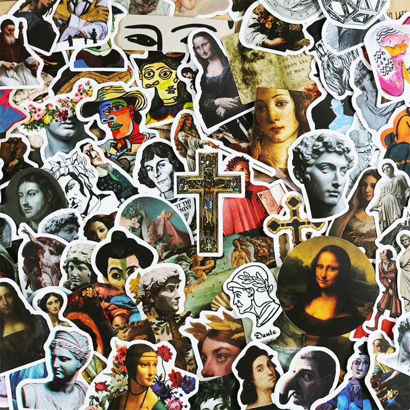 100 Western Art Oil Painting Stickers Retro Renaissance Famous Paintings Transparent Phone Case Tablet PC Decoration