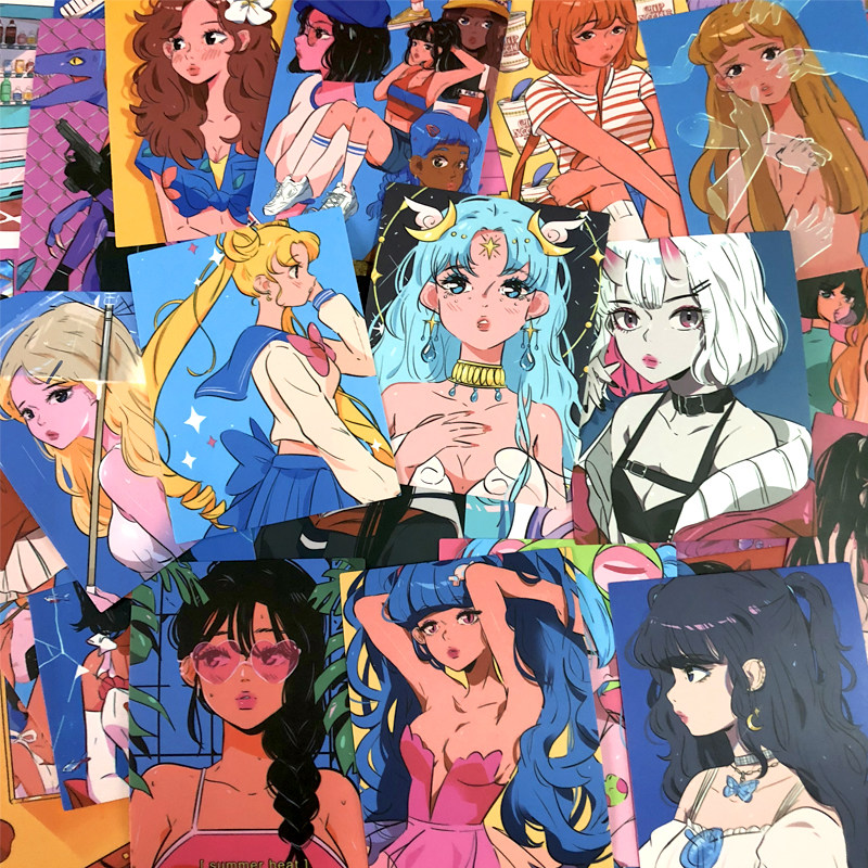 Korean ins style girl retro nostalgic sticker iPad tablet phone case sticker wall decoration waterproof