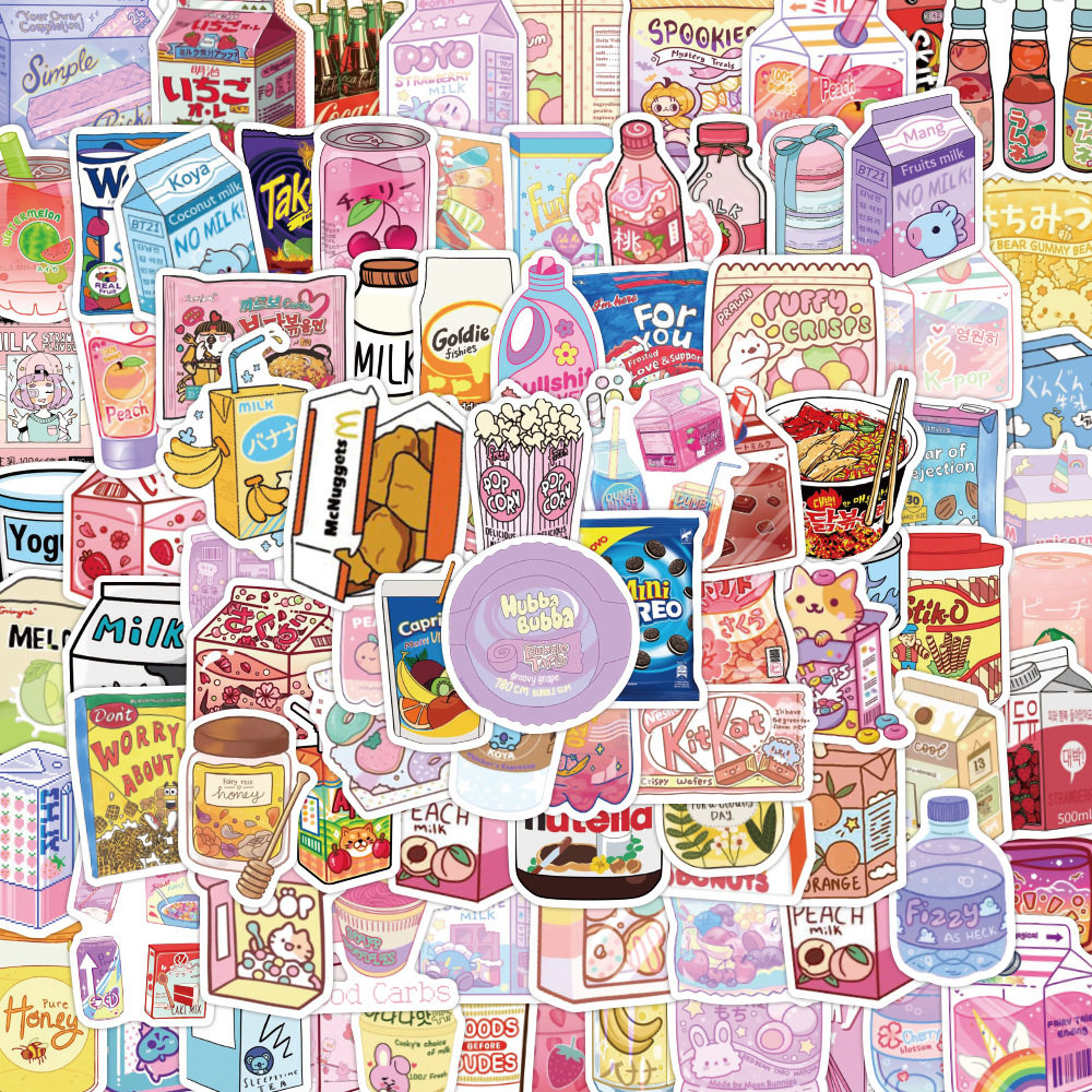 Creative snack mobile phone sticker cartoon food packaging bag Food luggage laptop decoration tape waterproof