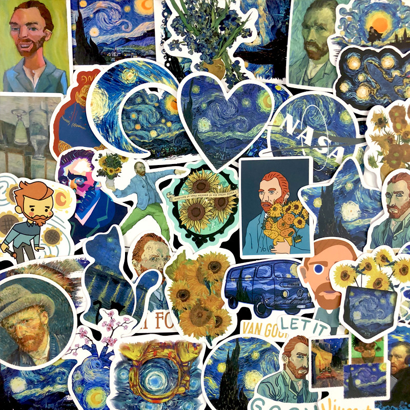 Retro Art Famous Sticker Van Gogh Oil Painting Tablet Computer Notebook Decorating Mobile Case Small Graphic Waterproof