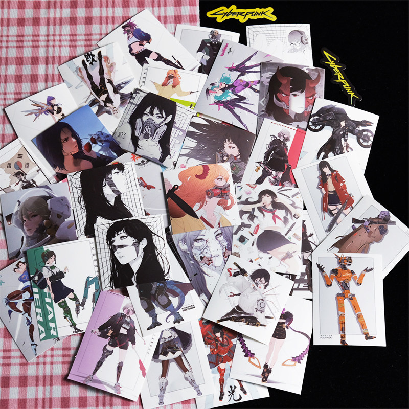 Cyberpunk future mechanical girl illustration sticker transformation human mecha girl mobile phone protective shell computer wall decoration