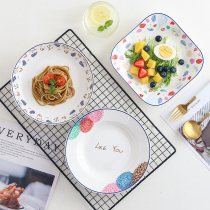 Ceramic creative dish Net red ins8 inch deep plate spaghetti plate household plate Western food plate soup plate