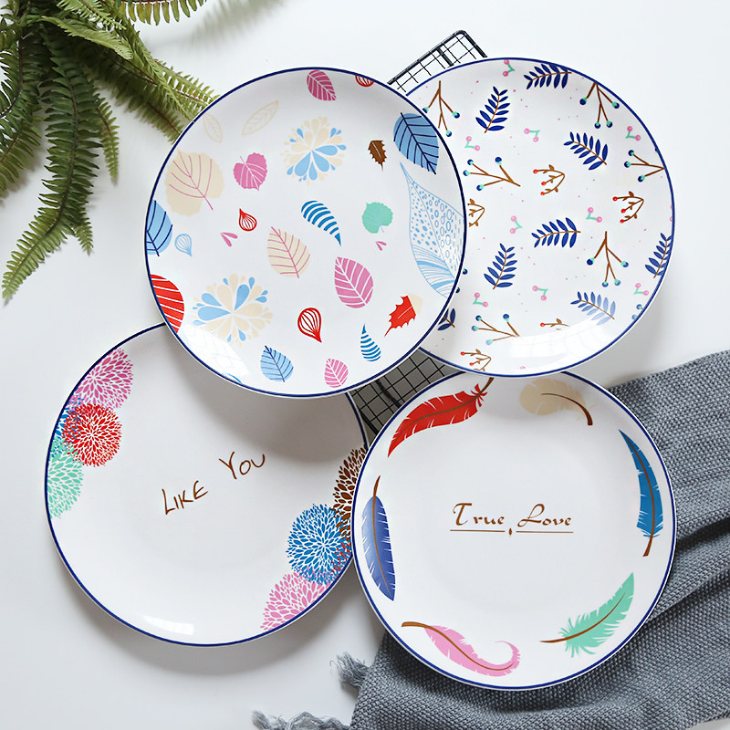 10 inch steak plate Nordic style net red ins Ceramic creative tableware plate Household plate Western plate