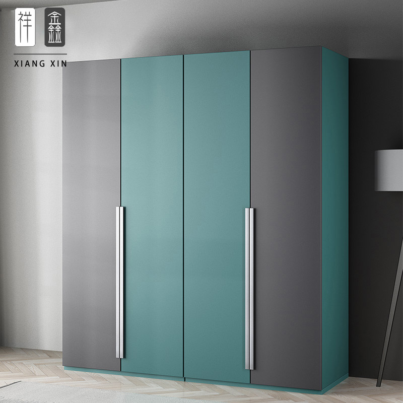 Nordic light luxury wardrobe modern minimalist four-door wardrobe economical small apartment home bedroom environmental protection board wardrobe