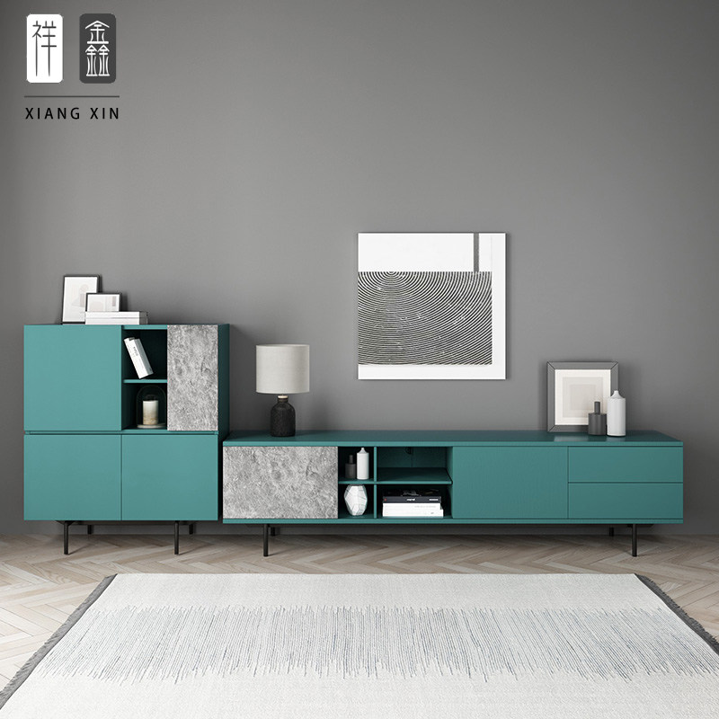 Nordic light luxury TV cabinet coffee table TV cabinet combination modern small apartment living room floor cabinet simple multifunctional cabinet