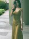Xiao Fei Sleeve Waist Suspender Dress 2025 Summer New French Royal Sister Style High-end Green Long Dress