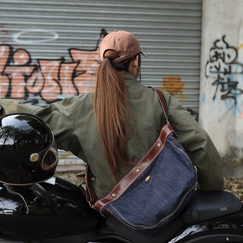 Tsd Niche Design Classic Heavy-Duty Thickened Snowflake Denim Newsboy Bag Shoulder Bag Crossbody Bag Men's Bag 8139