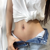 316 titanium steel navel nail female umbilical ring Europe and the United States sexy personality fine needle umbilical nail Short rod navel ring belly button belly nail