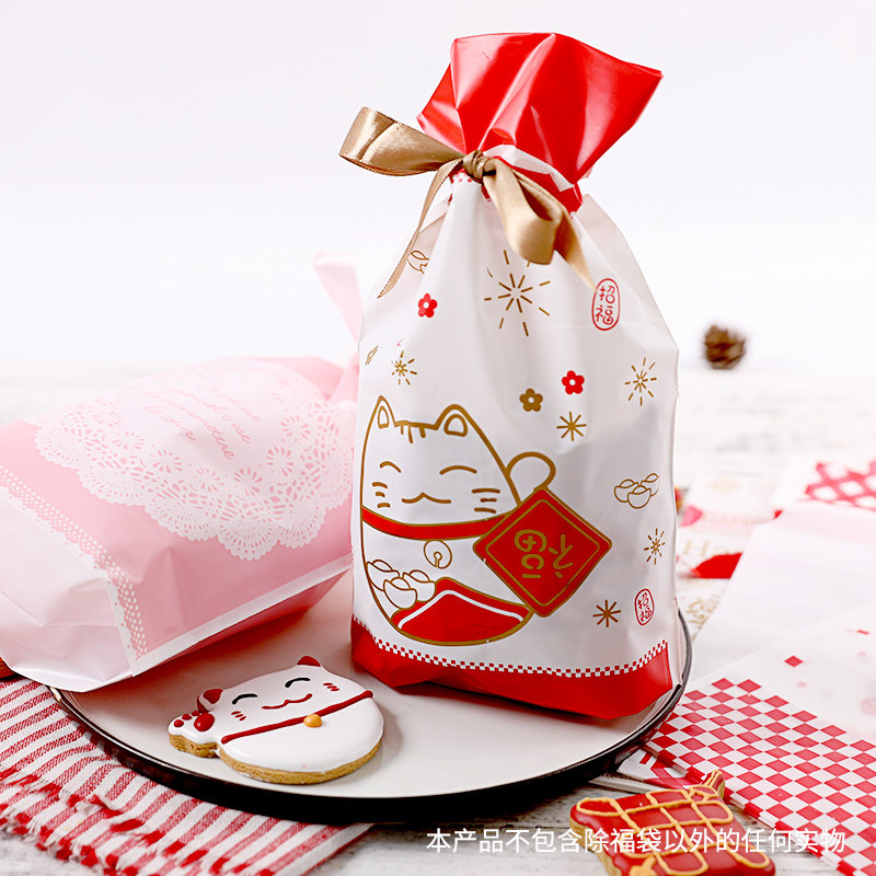 American polyester nougat bag Drawstring bag Christmas Candy lucky bag 10-pack snowflake shortbread bundle gift bag