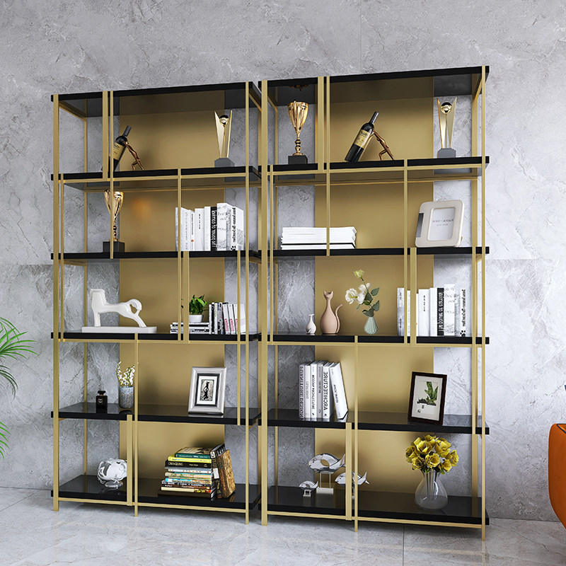 Modern Light Extravagant Bookshelf Living Room Display Stainless Steel Office Display Cabinet Bogu Shelf Brief Iron Art Floor Shelf