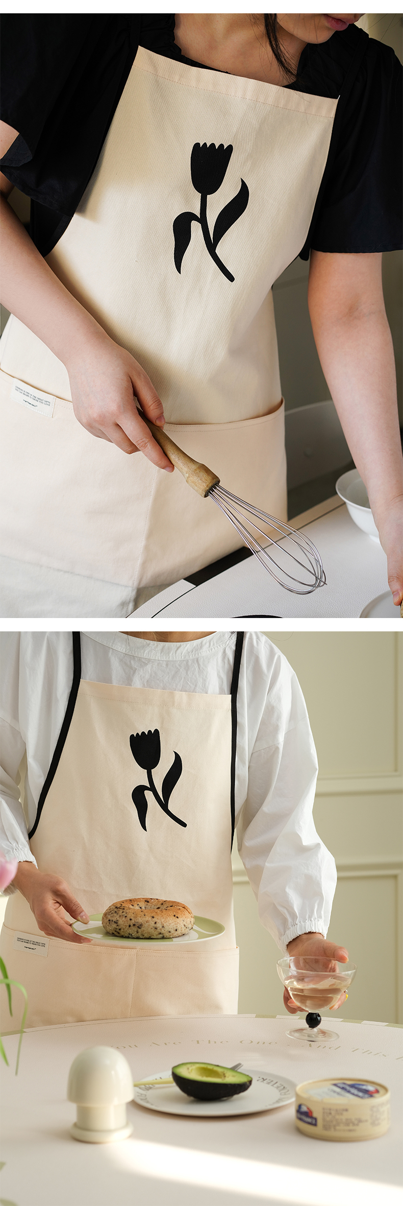 Spring flower cotton apron for cooking and baking fashionably in kitchen - A Bit Sleepy｜Concept Store