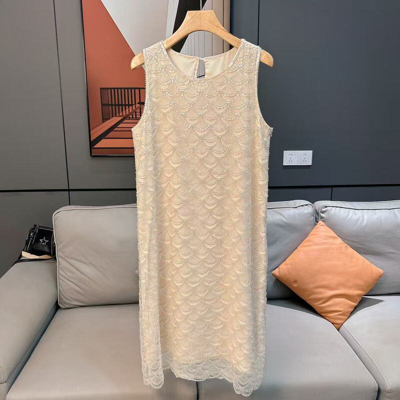 【Mermaid Long Dress】Fish-Scale-Shaped Heavy Beading and Sequin Dress, Light Luxury, Slim Fit, Sleeveless Tank Dress