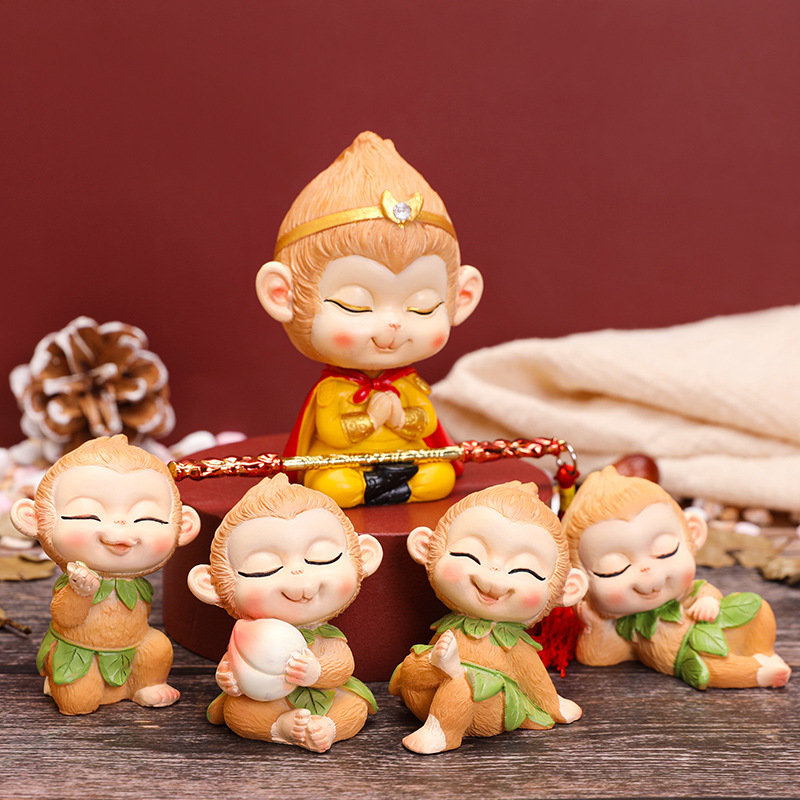 Sun Wukong Little Monkey Figurine, Monkey King Zodiac Doll, Car Interior Desktop Decoration, Mini Cartoon