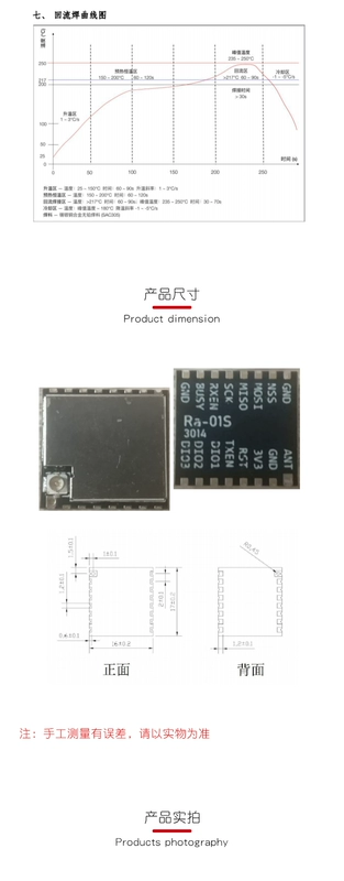 SX1268 LoRa mô-đun RF không dây Giao diện SPI 433 MHz tấm nửa lỗ/ăng-ten IPEX Ra-01S