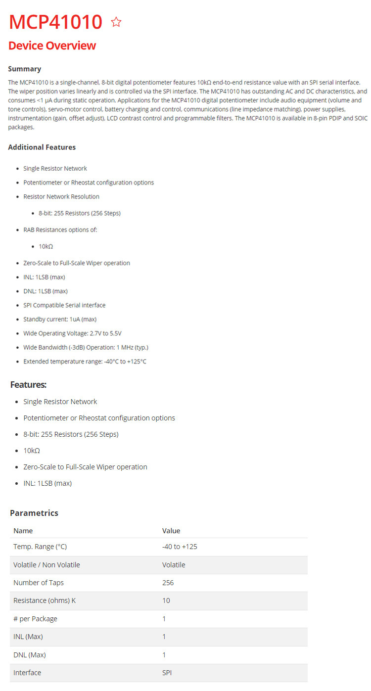 原装正品 贴片 MCP41010-I/SN SOIC-8 数字电位器芯片-阿里巴巴