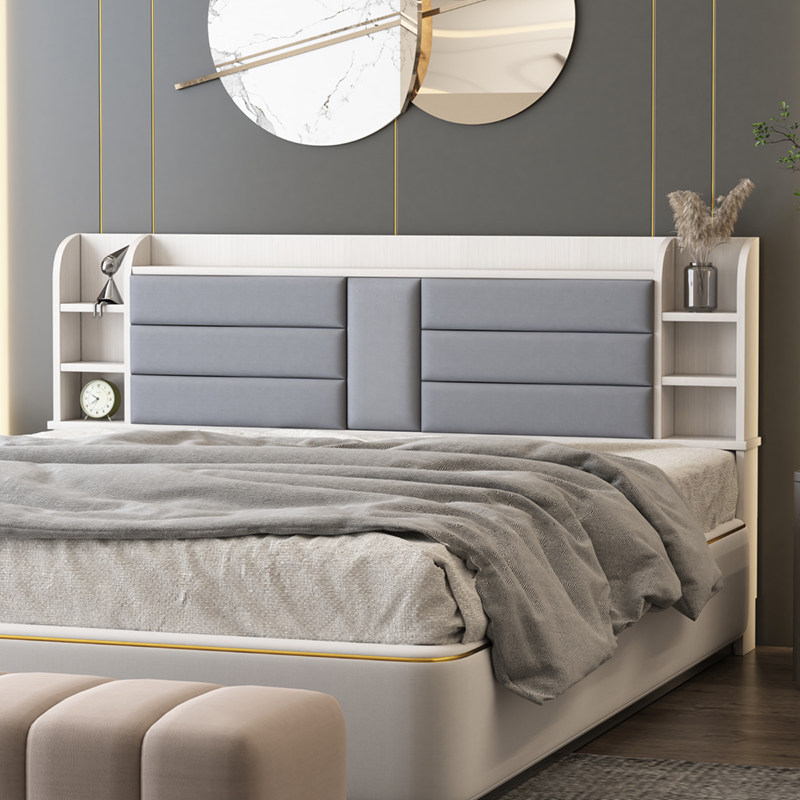 Solid wood ecological board headboard soft bed headboard buy floor storage 1 8 meters backboard light luxury technology cloth