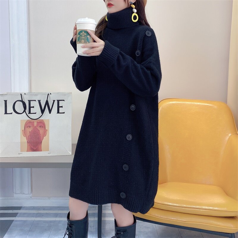 Pregnant women's autumn and winter clothes new large size fashion suit sweater coat winter mid-length thick sweater top