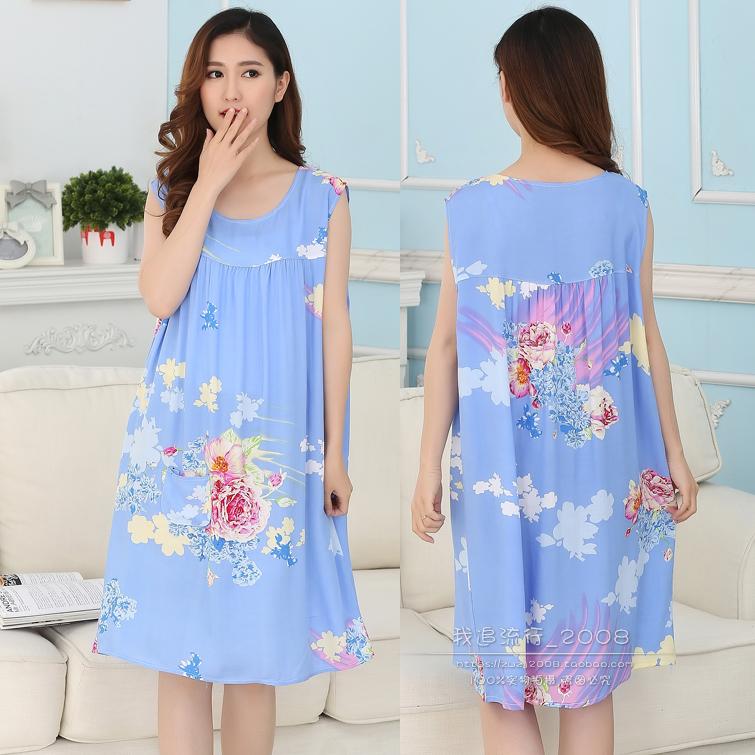 Cotton lụa nightdress mùa hè của phụ nữ cộng với phân bón tăng nhân tạo cotton không tay đồ ngủ phụ nữ mang thai bông lỏng kích thước lớn nightdress mùa hè