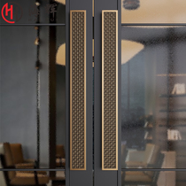 Chinese imitation bronze door handle simple golden hemp rope hotel box sliding door glass door handle customization