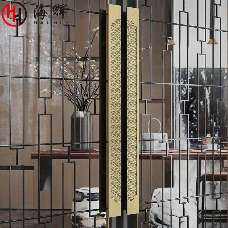 Chinese glass door engraving large door handle office Villa Double Door Armrest Mall pull door handle