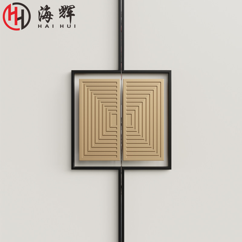 Chinese square large door handle imitation antique bronze glass door handle hotel bag compartment single double switch solid wood door handle custom