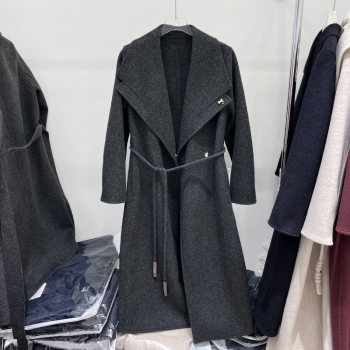 High-end double-sided woolen coat for women winter large lapel strap mid-length long-sleeved top trendy coat