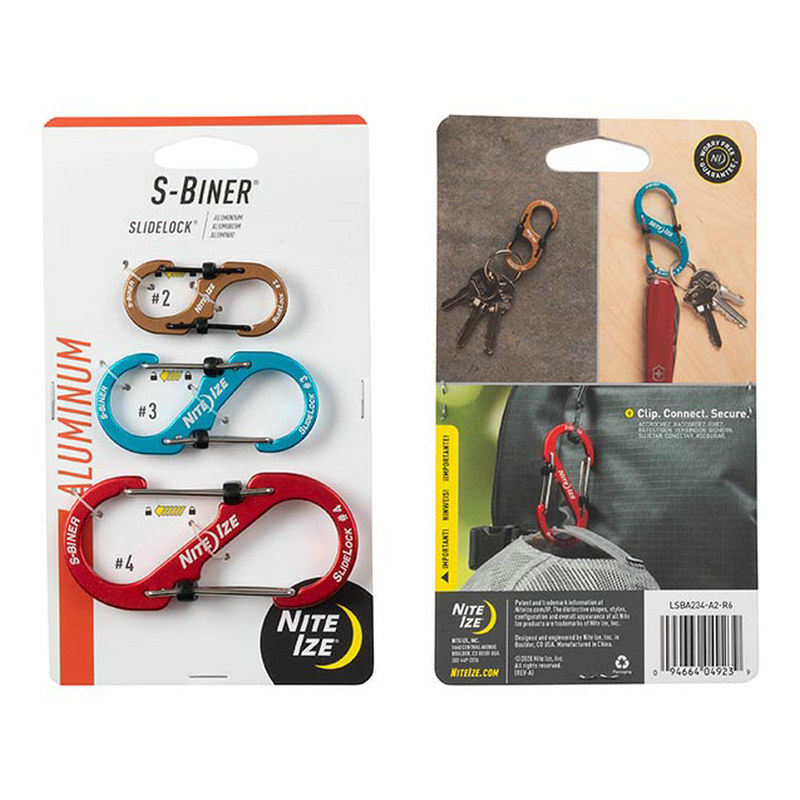 NiteIze nai Love aluminum with lock 8 word button multifunction S shape quick hanging key button Climbing Outdoor Hook