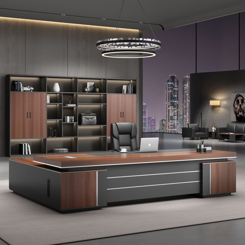 New office furniture double cabinet boss table president table simple modern executive desk supervisor table office desk and chair combination